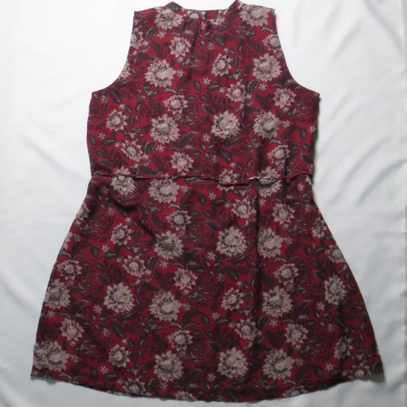 LOFT outlet WOMENS dress MAROON floral PINK sleeveless BURGUNDY shift SIZE XL - Picture 9 of 10